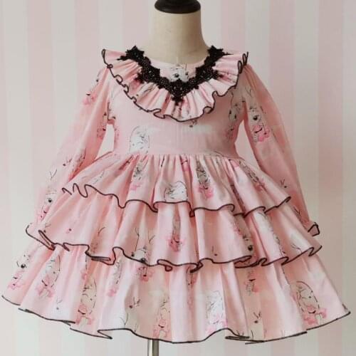 Baby Girl Autumn Long Sleeve Spanish Vintage Princess Ball Gown Dress for Girl Christmas Party lolita dress