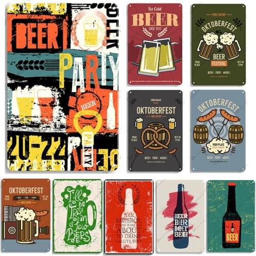 Beer Tin Sign Plaque Metal Party Sign Metal Plate Wall Decor Club Pub Bar Home Wall Plate Signs Retro Decorative Iron Painting