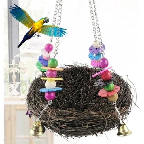 Bird Nest Lovely Attractive Colorful Parrot Braided Hanging Nest for Pet jaulas para pájaros