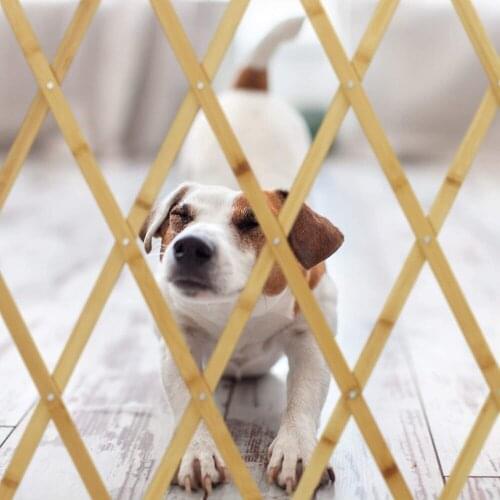 Extendable Wooden Dog Barrier Grille Pet Gate Protective Grille Fence For Home Stair Door