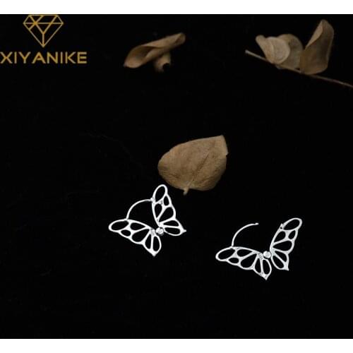 XIYANIKE 925 Sterling Silver Butterfly Cutout Shape Hoop Earrings For Women All-match Fashionable Simple Sweet High-end Jewelry