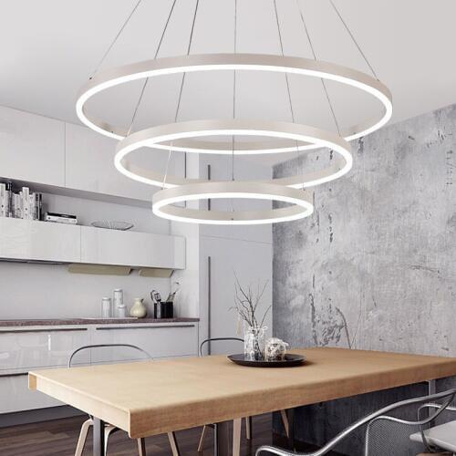 Nordic postmodern chandelier LED living room lights creative simple aluminum ring bedroom restaurant Lighting fixtures