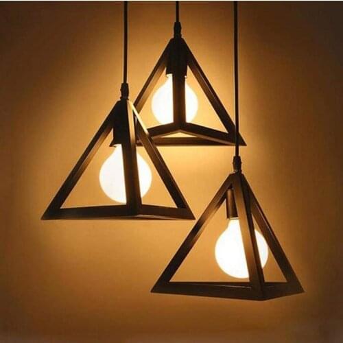 Nordic LED Industrial Style Triangular Cone Chandelier Lamp For Living Room Bedroom Modern Chandelier Lighting HWC