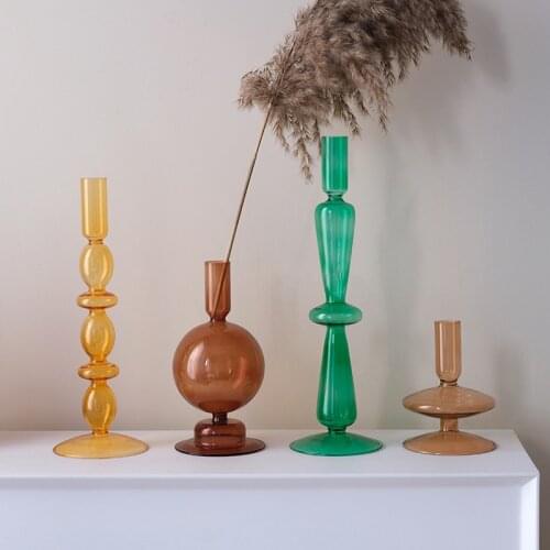 Glass Taper Candle Holder for Table Centerpiece Decorative Candlestick Holder Modern Candle Holders Decor for Table Flower Vase