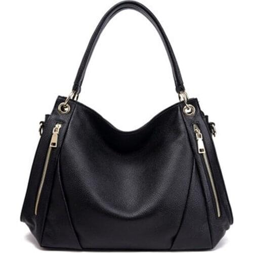 Genuine leather cow skin large handbag zipper soft totes for women