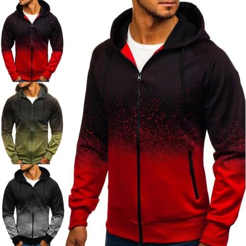 Fashion Hoody Men Hoodies Sweatshirts Male Clothing 3D Digital Printing Sportswear Gradient Zipper Long Sleeve Loose Hoodies