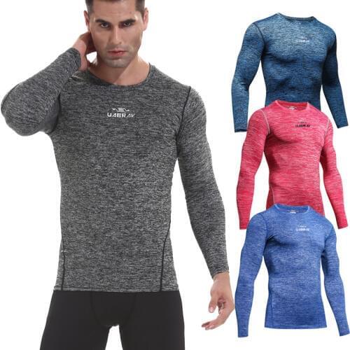 Spring Mens Sports Shirts Solid Breathable Long Sleeve Running T-Shirts Fitness Jogging Sportswear Bodybuilding Clothing