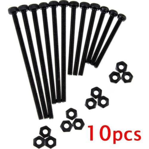10 Pcs M2 Hexagon Socket Screws with Nuts for Tamiya Mini 4WD RC Car 12.9 Level High Strength Black 6/10/14/16/20/25/30/35/40mm