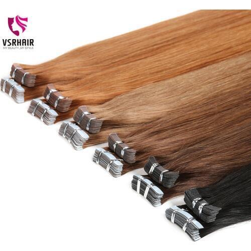 VSR PU Super Human Hair Tape In Extension Hair Style Double Drawn US Strong Adhesive Tape Hair Extensions For Salon