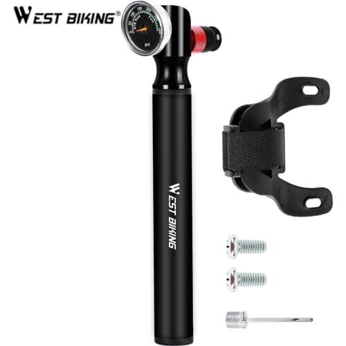 WEST BIKING Bicycle Pump High-pressure Hose Air Shock Supply Inflator Pump Fork Rear Suspension psi/bar Gauge Tire Tools Kit