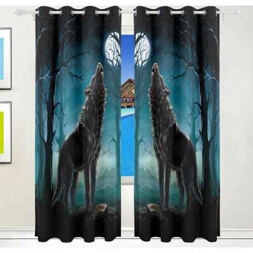 100% Polyester Curtain For Bedroom Luxury Wolf Window Panels Animal Blinds Custom Made Elegant Drapes For Living Room Decoration