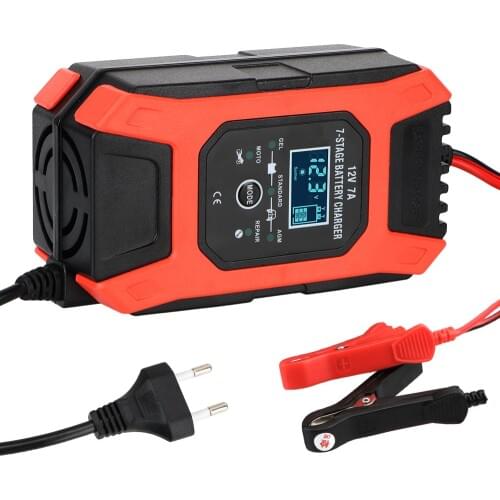 LEEPEE 7 Stage Automatic Smart Car Battery Charger Digital LCD Display 12V 7A Wet Dry Lead Acid Battery-chargers