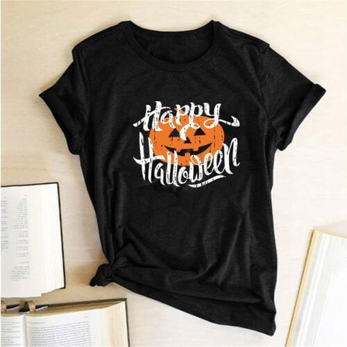 Happy Halloween Pumpkin Lantern Ptint T-shirts Women Summer Graphic Tees Aesthetic Clothes Shirts for Women Casual Top Femme