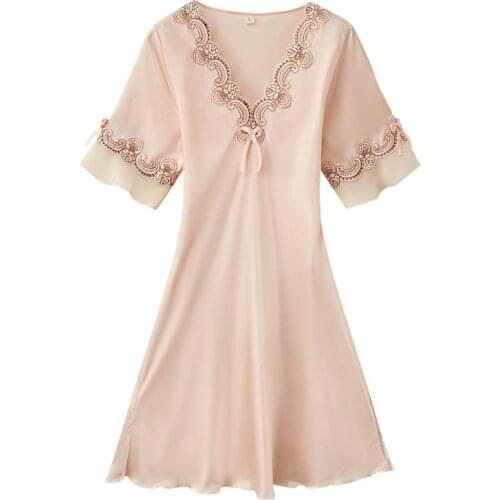 PLUS SIZE Nightdress Sleepwear Female Sexy Nightgown Loose Silk Kimono Bathrobe Gown Soft Satin Home Wear Intimate Lingerie 3XL