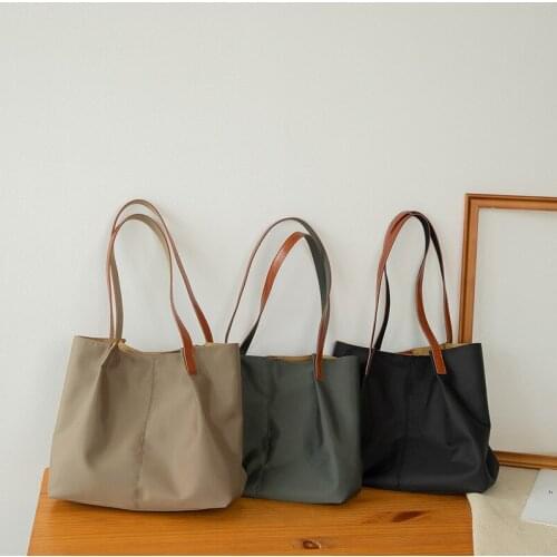 YaoKu Womens Bag New 2021 Tote Bag Canvas Nylon Large-Volume Oxford Cloth Simple Business Commuter Shoulder Bag Folding