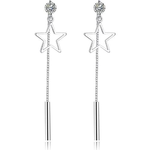 Hight Quality New Fashion Star Crystal Design 925 Sterling Silver Stud Earrings for Women Jewelry Gift Wholesale Drop Shipping