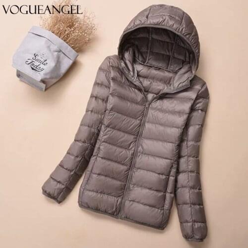 90% Ultra-light Plus Size Thin Down Jacket Women 2021 Autumn Winter Slim Short Hooded Warm White Duck Down Coat Women Outerwear