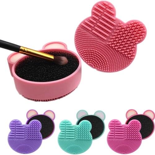 1 Set Makeup Brush Cleaner Kit Double Side Cleaning Box Dry Color Removal Sponge Cleaning Mat Board Makeup Brush Cleaner Pad