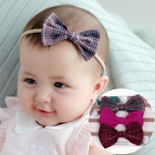 1pcs Handmade Newborn kids Bow Nylon Headbands Soft Nylon Headwear Nylon Elastic Head band