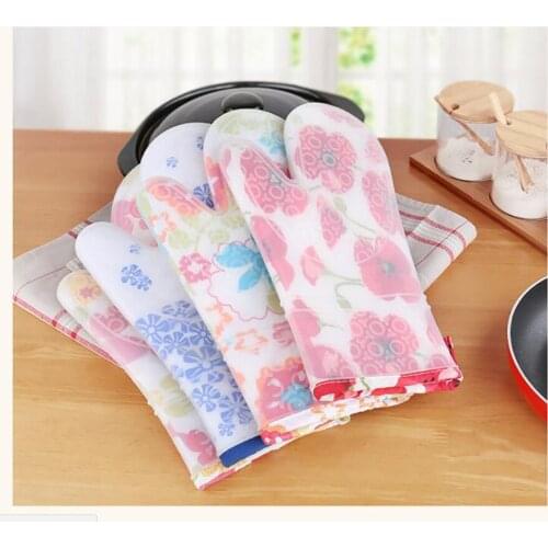 1Pcs Silicone Oven Glove Heatproof Mitten Kitchen Cooking Microwave Oven Mitt Non-slip Glove Thickening High Quality