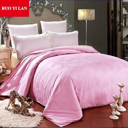 100% Cotton Jacquard Inner Duvet Cover for DIY Silk Quilt Twin Full Queen King White Pink Model 01