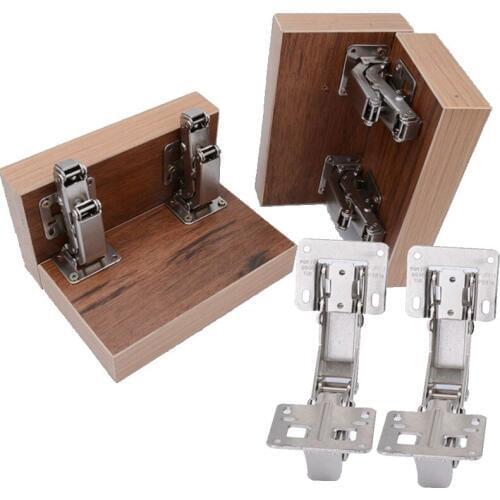 2Pcs 170 Degree Hydraulic Normal Hinges Cold-rolled Steel Soft-close Buffer with 20 Screw Cupboard Cabinet Door Accessories