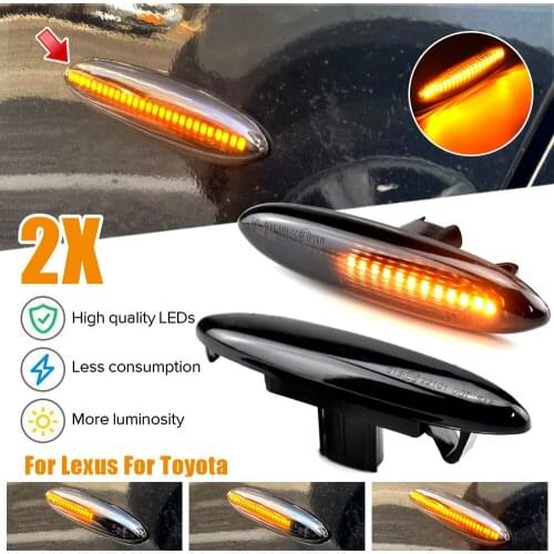 2x For Lexus IS250 IS350 SC430 For Toyota Highlander Soarer Kluger GSU 4 Dynamic Side Marker Fender Blinker Sequential LED Light