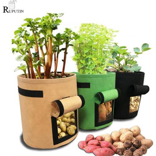 4/7/10 Gallons Vegetable Flower Plant Grow Bag DIY Potato Planting Bucket Tomato Planting Container Bag Garden Pot Garden Supply