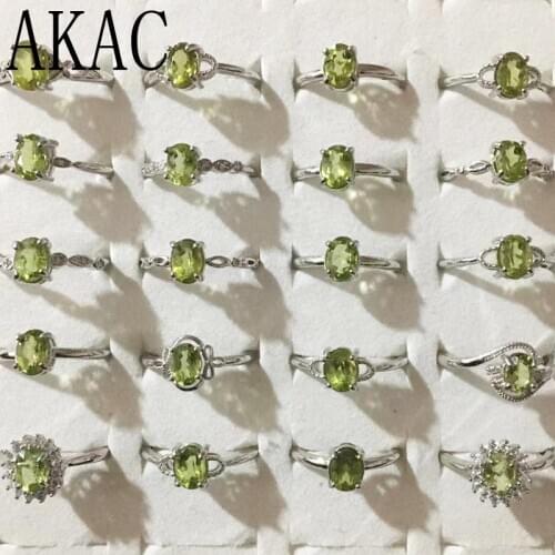 3rings/set AKAC approx5*7mm natural green peridot adjustable ring for women men send randomly wholesale