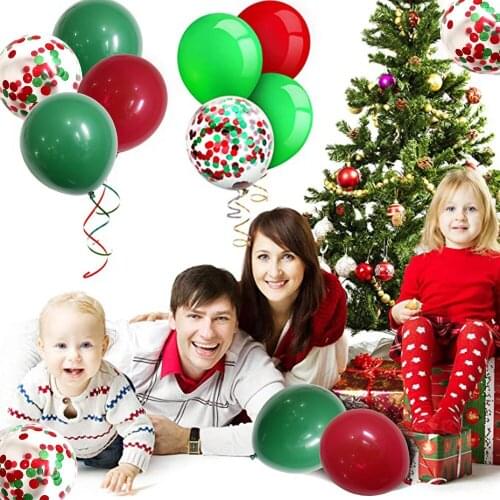 50pcs Christmas Red Green Confetti Balloon Set Combination Christmas Wedding Birthday Valentines Day Party Decoration Products