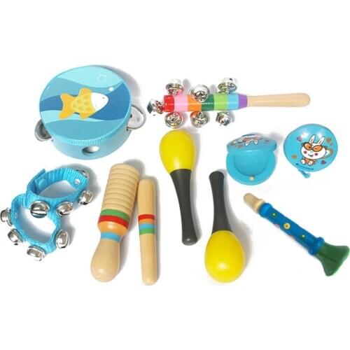 7 Sets Early Childhood Infant Educational Toy Drum Rattles Percussion Instrument Set Baby Drum Rattles Against Music Set