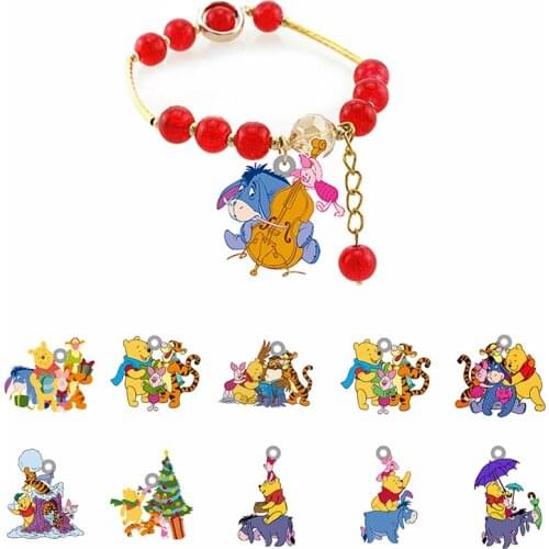 Disney Tigger Pooh Bracelet Fashion Bracelet Red Beaded Rope Acrylic Chain Bracelet Epoxy Bead Bracelet Mens Womens Jewelry