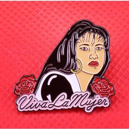 Selena Quintanilla rose enamel pin American singer, songwriter, spokesperson, model, actress, and fashion designer brooch
