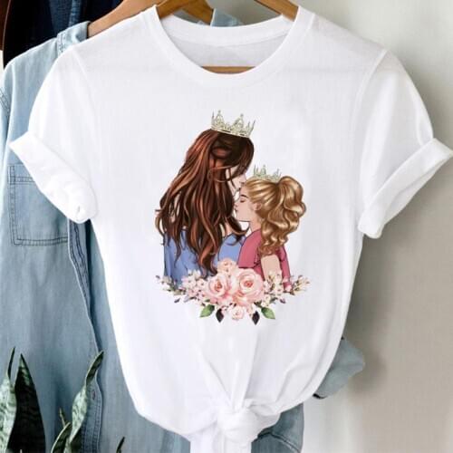 T-shirts Women Floral Flower Daughter Mom Mother Mama Ladies Fashion Clothes Graphic Tshirt Top Lady Print Female Tee T-Shirt