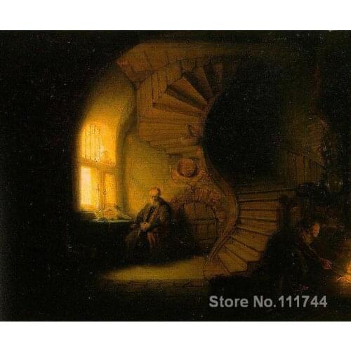 Portrait art Philosopher in Meditation Rembrandt van Rijn paintings for sale High quality Hand painted