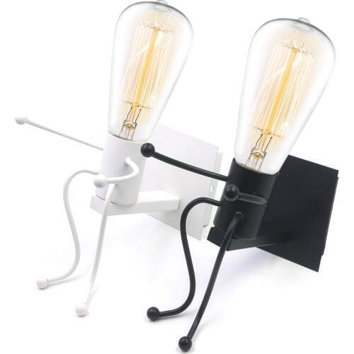 Personality Design E27 Socket Iron Wall Lamp Indoor Decor Retro Wall Light for Bar Restaurant Corridor Stairs (Not include Bulb)