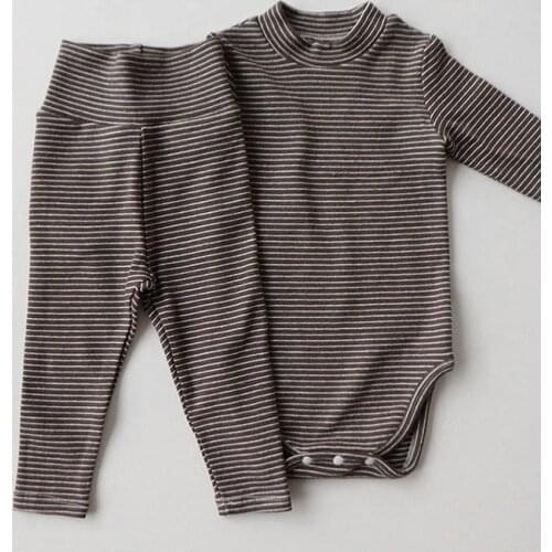 Ins Autumn 2021 Korean Baby Clothing Sets For Boy Spring Newborn Clothes 2pcs High Waist Pants Suits Cotton Girls Home Outfits