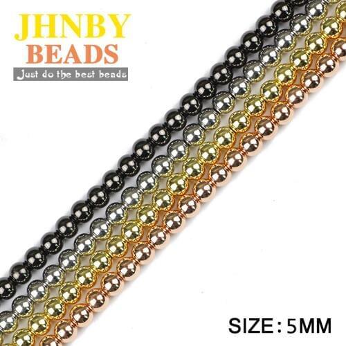 JHNBY AAA Spacer Copper beads 50pcs 5mm Rose Gold/Gun black Color Round Loose beads ball Jewelry bracelet making DIY accessories