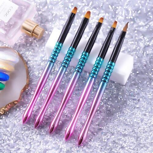 1 Set Metal Handle Nail Art Brush Painting Pen DIY Drawing UV Gel Nail Polish Design Line Manicure Dotting Tools Accessory