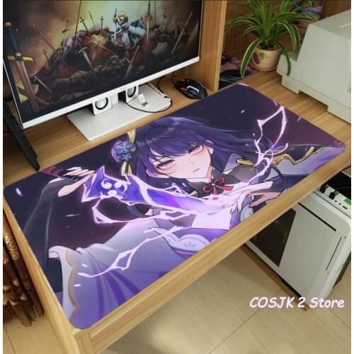 Anime Genshin Impact Raiden Shogun Mouse Pad Thicken Laptop Gaming Mice Mat Table Keyboard Mat Anti-Slip Playmat Birthday Gifts