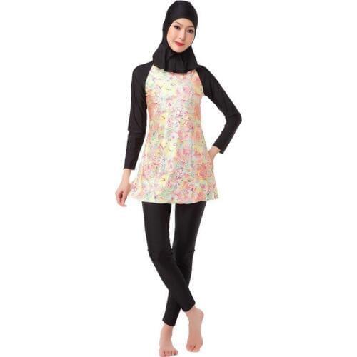 Long Sleeve Swimming Suit Swimwear Swimsuit For Muslim Women Burqa Islamic Hijab Swimsuits Dress 3XL Plus Size Full Cover