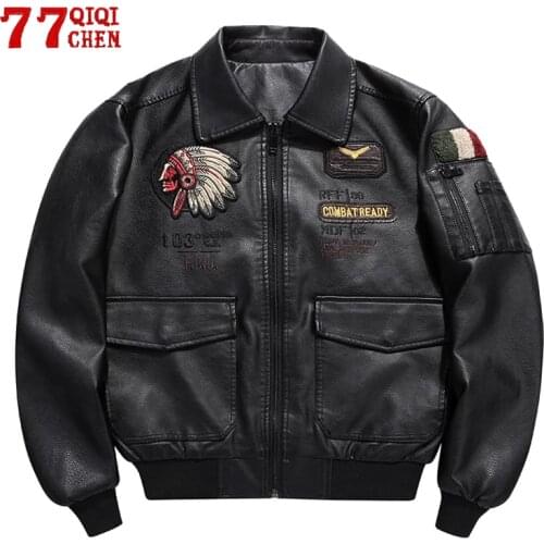 Embroidery Leather Jacket Men Fashion Autumn Black Brown Coats for Male Motorcycle Biker PU Jackets Punk Winter Warm Clothes