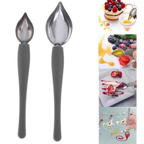 HOT!! 1/2PC Creative Decor Spoon Decorate Sushi Food Draw Sauce Dressing Plate Dessert Bakeware Cake Gastronomy Spoons Tool