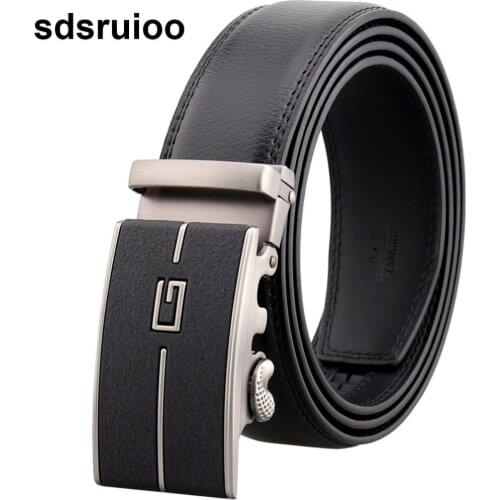 Fashion Leather Belts For Men Top Quality Automatic Alloy Buckle Male Strap G Design Waist Belt
