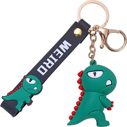 Fashion Creative Small Dinosaur Keychain PVC Soft Plastic Cute Cartoon Three-dimensional Doll Luggage Car Pendant Jewelry