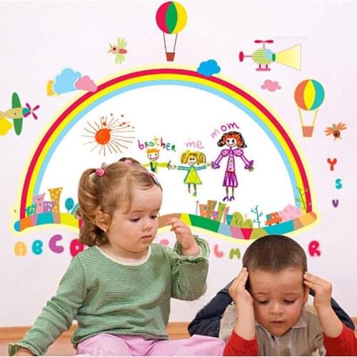 Cartoon rainbow whiteboard stickers children graffiti wall stickers kindergarten bedroom decoration rewritable vinyl wall decals