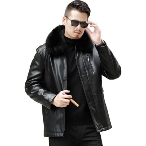 2020 NEW Youth Winter Fur Leather Jacket Mens Plus Size Suede Leather Jackets Men Faux Fur Thick Warm Long Suede Jacket zipper
