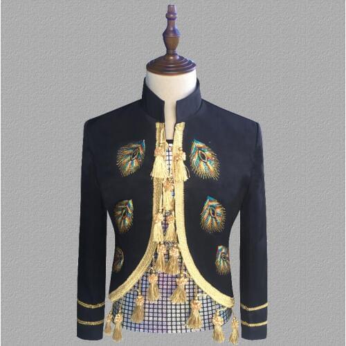 Blazer men suits Court uniform jacket mens stage costumes for singers clothes dance star style dress punk rock masculino homme t