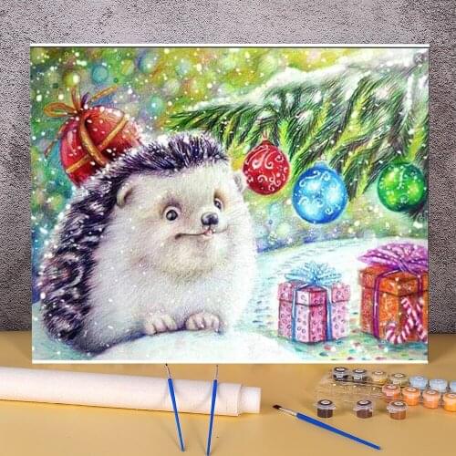 Animal Hedgehog Paint By Numbers Kit Oil Paints 40*50 Picture By Numbers Photo Decoration For Kids Handicraft For Drawing Art