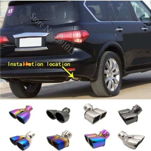 For INFINITI QX QX56 2008-2013 car stickers cover muffler exterior back end pipe dedicate exhaust tip tail outlet ornament 1pcs